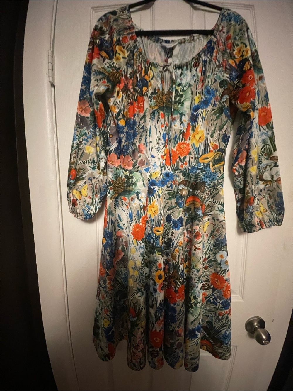 Vintage 70’s boho Wild Flowers and Mushrooms dress